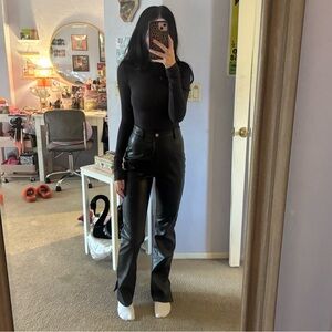 black faux leather high waisted pants from missguided size 0